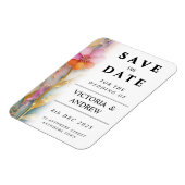 Fettfarbige, florale Save the Date-Karte Magnet (Linke Seite)