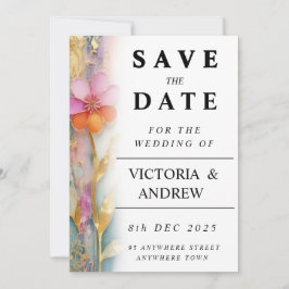 Fettfarbige, florale Save the Date-Karte Save The Date