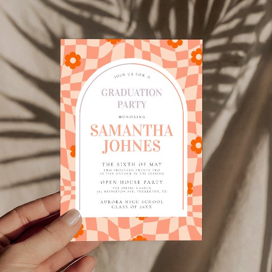 Fettfarbige Retro Arch Graduation Party Einladung