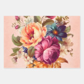 Fettfarbige, Vintage Blüte Inspiriert Geschenkpapier Set (Vorderseite)