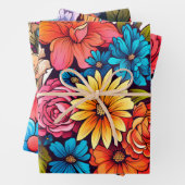 Fettfarbige, Vintage Blüte Inspiriert Geschenkpapier Set (Beispiel)