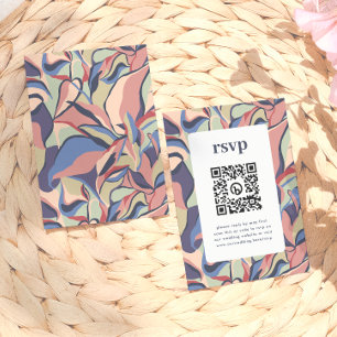 Fettfarbiger Abstrakter QR-Code-Hochzeit des RSVP Begleitkarte