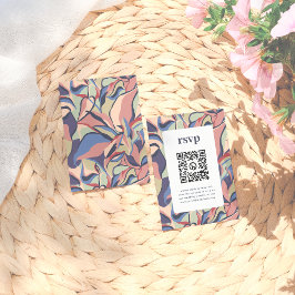 Fettfarbiger Abstrakter QR-Code-Hochzeit des RSVP Begleitkarte