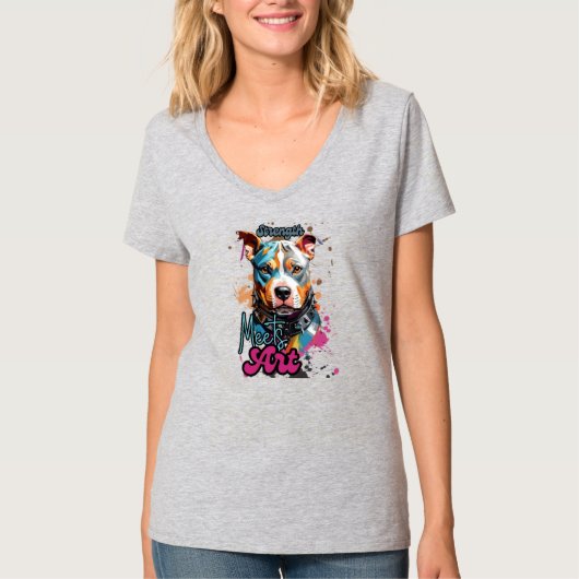 Fettfarbiges Dog-Grafisches Portrait T-Shirt (Vorderseite)