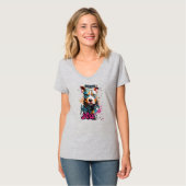 Fettfarbiges Dog-Grafisches Portrait T-Shirt (Vorderseite Vollansicht)