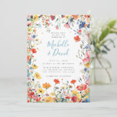 Fettfloral in einer Hochzeit Einladung (Stehend Vorderseite)