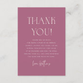 Fettfloral-Kalligrafie Lila Brautparty Dankeskarte (Vorderseite)