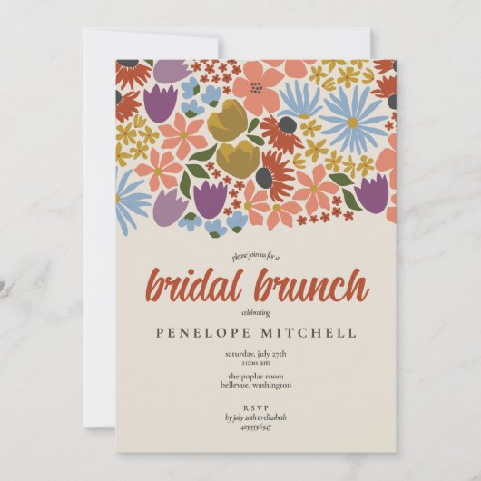 Fettflorale Bridal Brunch-Dusche Einladung (Vorderseite)
