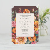 Fettflorale Hochzeit im Herbst Einladung (Stehend Vorderseite)