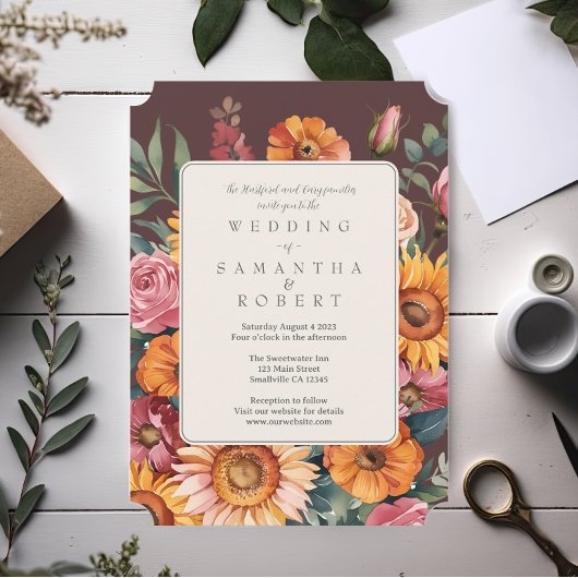 Fettflorale Hochzeit im Herbst Einladung