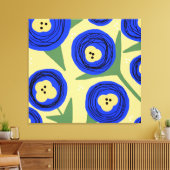 Fettflorale Pfoten Gelbe Abstrakte Doodles Leinwanddruck (Insitu (Wohnzimmer))