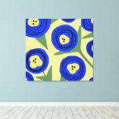 Fettflorale Pfoten Gelbe Abstrakte Doodles Leinwanddruck (Insitu (Holzboden))