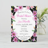 Fettflorales Brautparty Schwarz Pink Wasserfarbe Einladung (Stehend Vorderseite)