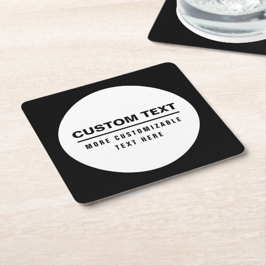 Fettformatierte, benutzerdefinierbare Textvorlage Rechteckiger Pappuntersetzer (angewinkelt)