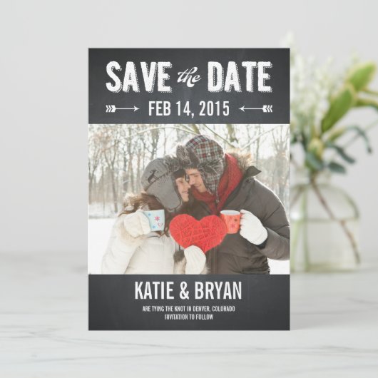 Fettformatierte Chalkboards speichern Datumskarten Save The Date (Stehend Vorderseite)