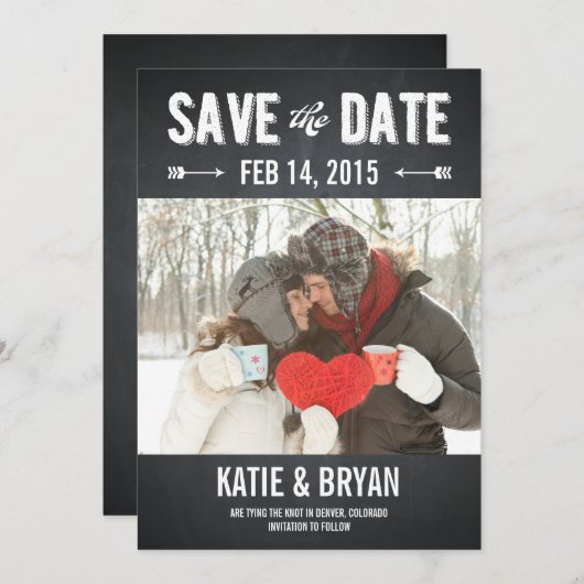 Fettformatierte Chalkboards speichern Datumskarten Save The Date (Vorne/Hinten)