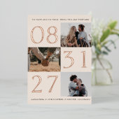 Fettformatierte Date Triple-Foto-Save the Date-Kar Folieneinladung (Stehend vorne)