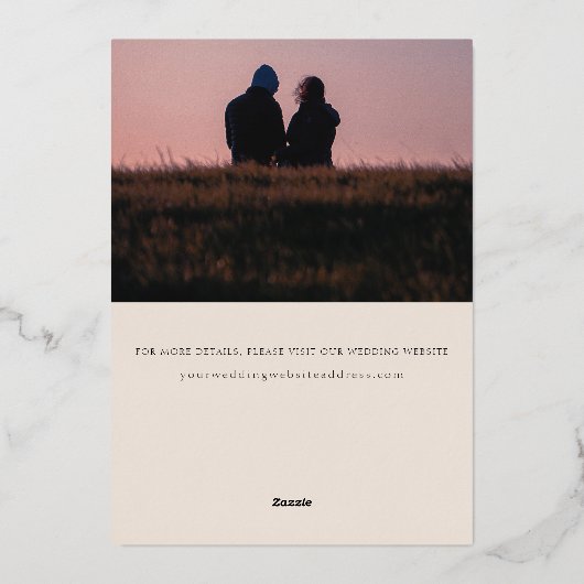 Fettformatierte Date Triple-Foto-Save the Date-Kar Folieneinladung (Rückseite)