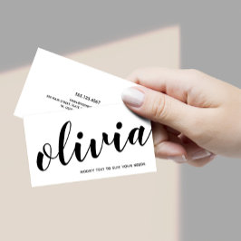 Fettformatierte Schwarz-weiße handgeschriebene Skr Visitenkarte