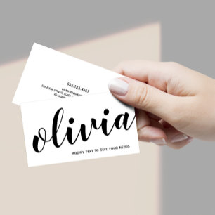 Fettformatierte Schwarz-weiße handgeschriebene Skr Visitenkarte