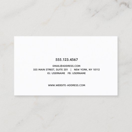 Fettformatierte Schwarz-weiße Signatur-Script-Kall Visitenkarte (Rückseite)