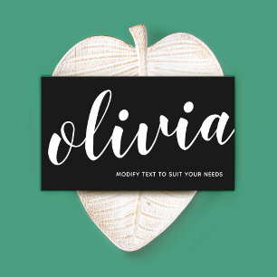 Fettformatierte Schwarz-weiße Signatur-Script-Kall Visitenkarte