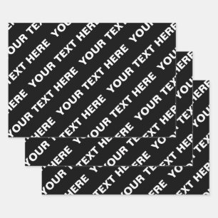 Fettformatierter bearbeitbarer Name   Einfach Schw Geschenkpapier Set
