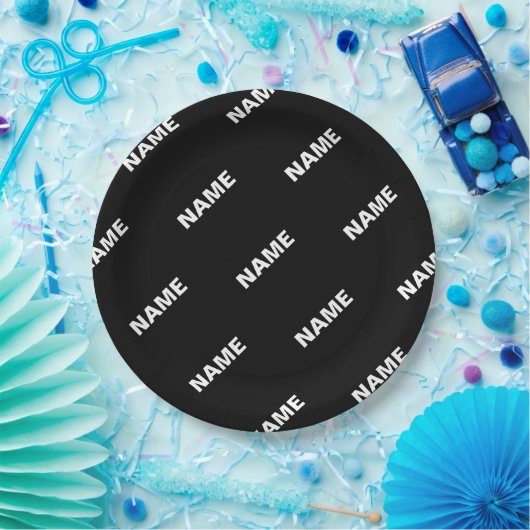 Fettformatierter bearbeitbarer Name | Einfach Schw Pappteller (Party)