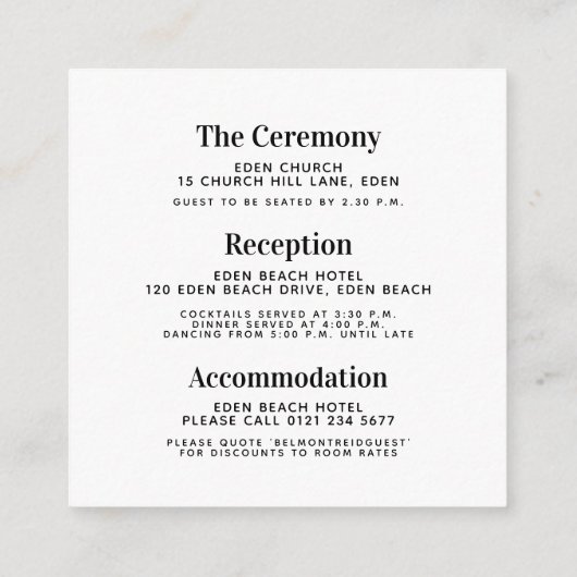 Fettformatierter Seitentext Schwarz-weiße Vierecka Begleitkarte (Rückseite)