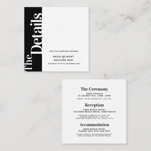 Fettformatierter Seitentext Schwarz-weiße Vierecka Begleitkarte (Vorne/Hinten)