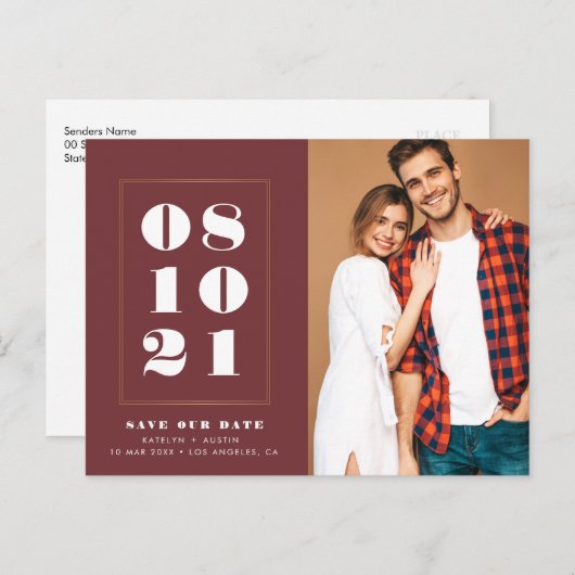 Fettformatierung rette unser Datum Postkarte (Vorne/Hinten)