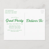 Fettformatierung von grünen Skripten Foto Graduati Einladungspostkarte (Rückseite)