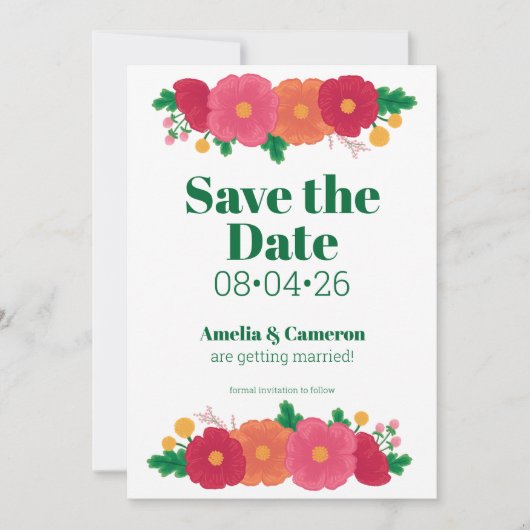Fettformatige Blooms Wedding Save the Date (Vorderseite)