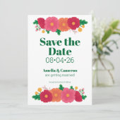 Fettformatige Blooms Wedding Save the Date (Stehend Vorderseite)