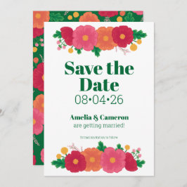 Fettformatige Blooms Wedding Save the Date