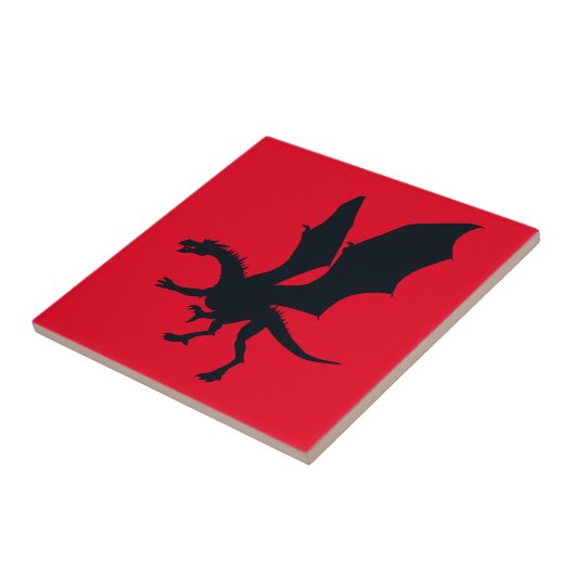 Fettformatige Fantasy Illustration Black Dragon Si Fliese (Seite)