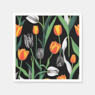 Fettformatige künstlerische Tulips Serviette