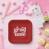 Fettformatige Red Graduation Party Pappteller (Party)