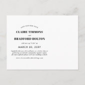 Fettformatige und abgestandene Typografie Rettete  Ankündigungspostkarte (Rückseite)