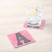 Fettformatiger Zickzack Buchstabe A für Bubblegum  Rechteckiger Pappuntersetzer (Vor Ort)