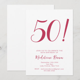 Fettformatik Viva Magenta Trendy 50. Geburtstag Einladung
