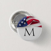 Fettgedruckte amerikanische Flagge monogrammiert Button (Vorne & Hinten)