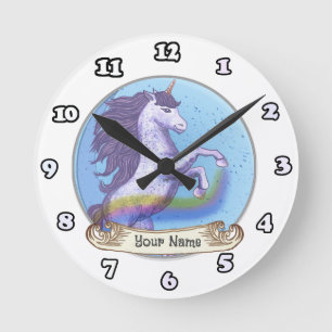 Fettgedruckte Einhorn-Uhr Runde Wanduhr