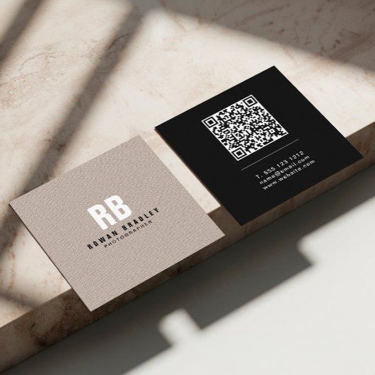 Fettgedruckte Monogramm-Leinen- oder Code-Visitenk Quadratische Visitenkarte