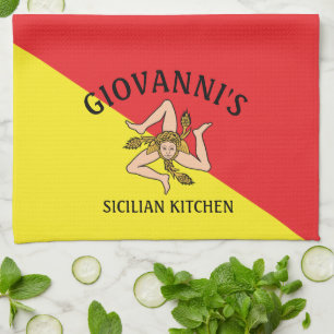 Fettgedruckte sizilianische Flagge Sizilien Rot un Geschirrtuch