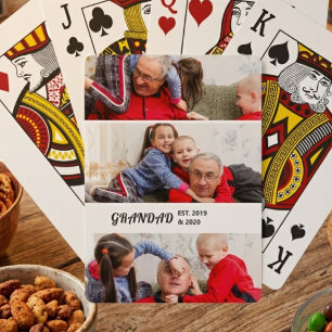 Fettgedruckte Typografie 3 Foto Opa Etabliert Spielkarten