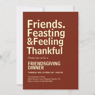 Fettgedruckte Typografie Friendsgiving Dinnerparty Einladung