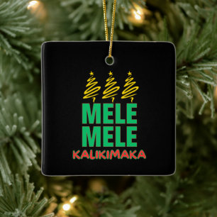 Fettgedrucktes Hawaiianisches Weihnachten Mele Kal Keramikornament