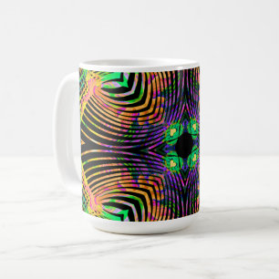 Fettgedrucktes Linienmandala Orange,Grün Kaffeetasse