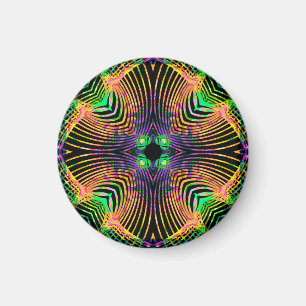 Fettgedrucktes Linienmandala Orange, Grün Magnet